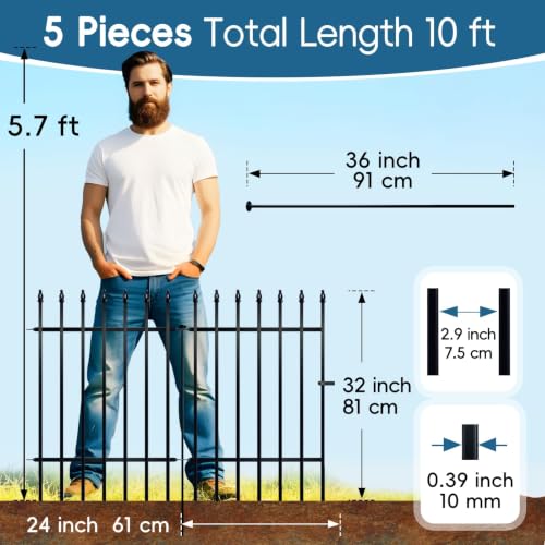 32" H x 24" W Metal Garden Fence with Gate (36 Sq Ft)