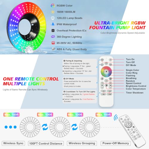 Pond Fountain Aerator With Lights (Blue C)