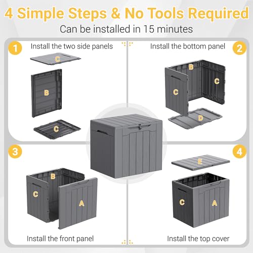 33 Gallon Resin Deck Box All Weather Outdoor Storage Boxes (Gray / 33 Gallon)