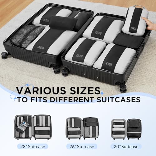 10 Set Compression Packing Cubes for Travel Essentials (Black)