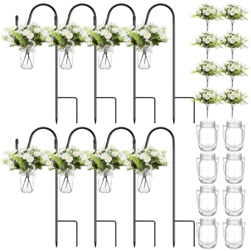 8 Sets Wedding Aisle Decoration Hanging Mason Jars with Hooks (8 Count)