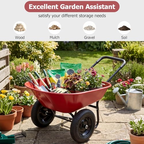 Dual Wheel Wheelbarrow (Red)