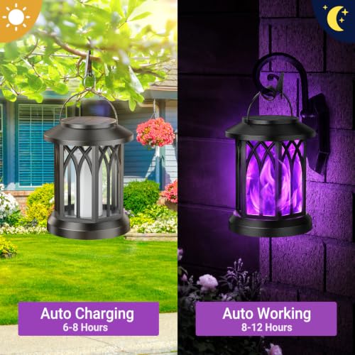 Hanging Solar Lights Lantern (Purple Light / 2 Pack)