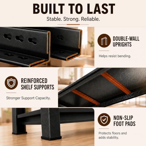 Heavy Duty Metal Bookshelf Adjustable 3 Tier Book Shelf with Bolt (Enhanced 31.5"H×23.6"W×13.8"D)
