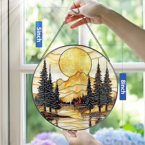 8 Inch Stained Glass Ornament (Mountain Sunset)