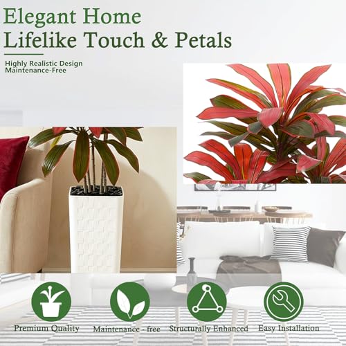 Artificial Dracaena Tree (Burgundy – White Pot / 7FT)
