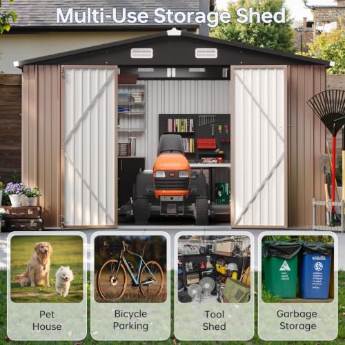 10x12FT Outdoor Storage Shed Brown (Brown / 10' x 12')