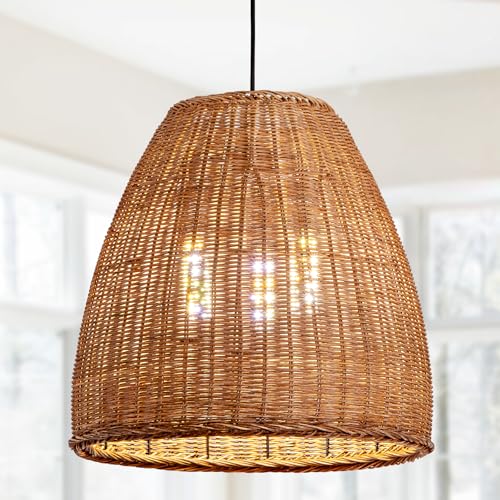 16.5" Rattan Pendant Light (Dark+Curry / 16.54" 3-Light)