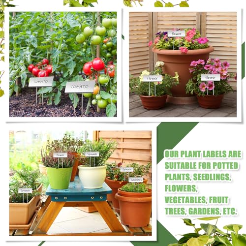 38 Pcs Metal Plant Markers Outdoor (Silver Label With Black Ink)