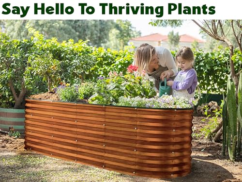 Galvanized Raised Garden Beds Outdoor (Dark Wood / 6×2×2 ft)