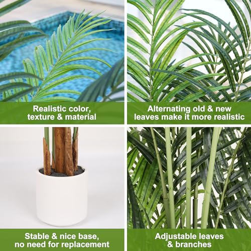 Artificial Palm Tree for Home Decor Indoor 6.6Ft Large Tall Fake Plants Faux Tropical Areca Palm Silk Floor Plant in Pot Living Room Office Garden Decoration Housewarming Gift (6.6 Feet)