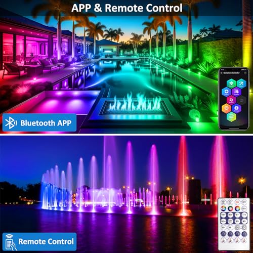 Pond Lights LED Underwater 16M Colors with App and Remote 4 Pack (Set of 4)