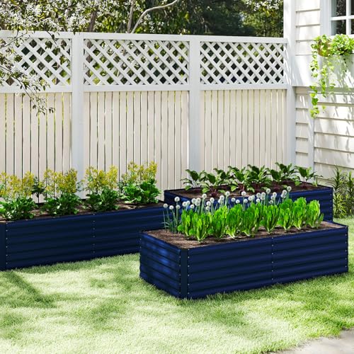 8x4x2ft Outdoor Metal Raised Garden Bed (Blue / 8x4x2 FT-1PC)