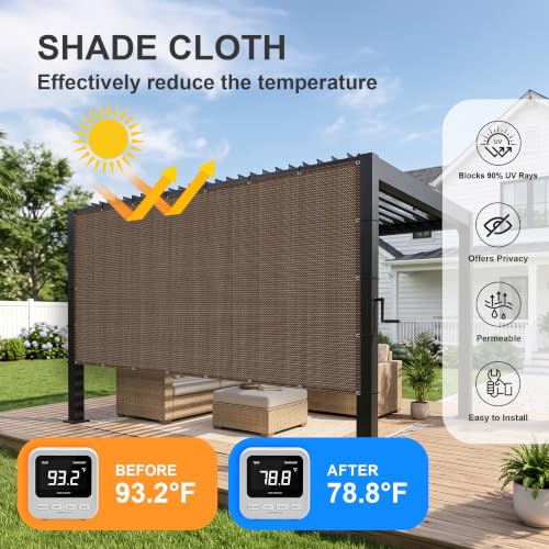 90% Shade Cloth 6x8 FT with Grommets (0 6'×0 8' / Brown)