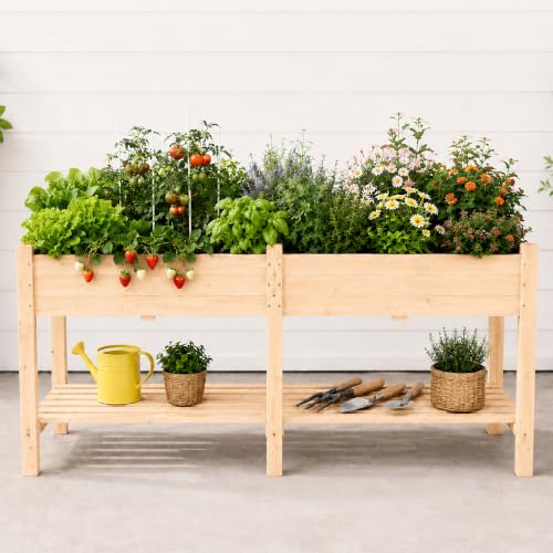 72 in Raised Garden Beds Outdoor Fir Wood Planters for Outdoor Plants (Natural / W72X D23.5X H30in)