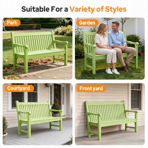 2 Person Outdoor Bench with 700 Lbs Weight Capacity (Dark Green)