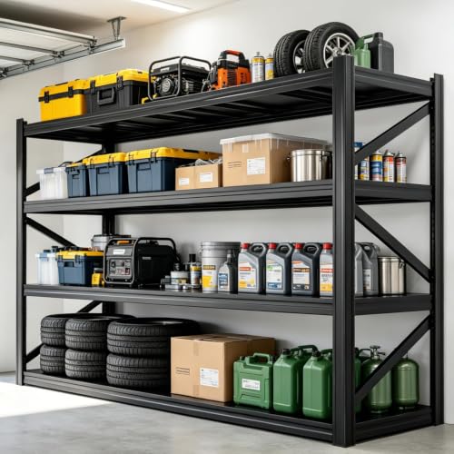 4 Tier Heavy Duty Garage Shelving (4T 71" W × 24" D × 71" H)