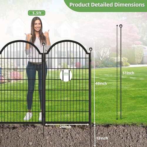 8 Panels No Dig Garden Fence (Black / 48 in(H))
