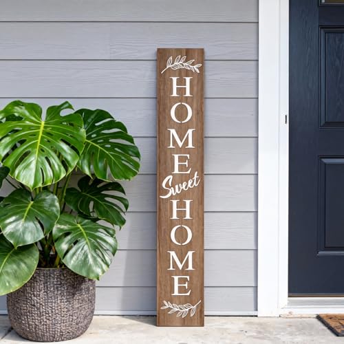 Farmhouse Wooden Welcome Sign Stand for Front Door (Natural Board / 7.8" x 47.2" / Basic Design-Single Side)