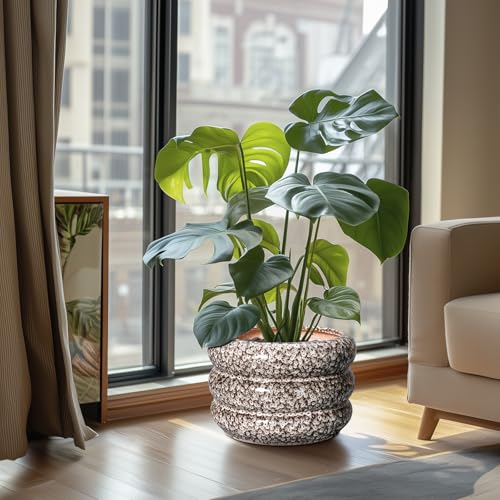 Ceramic Pots for Plants (10 Inch / Leopard Print White)