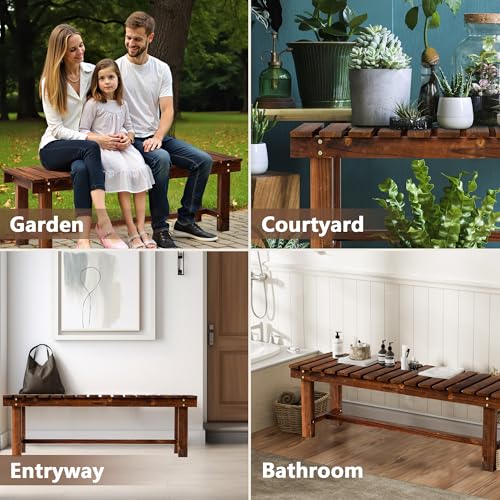 47.2" Outdoor Garden Bench (Carbonized Brown / 47.2 IN)