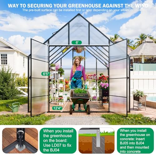 12x10x10 FT Polycarbonate Greenhouse for Outdoors w
