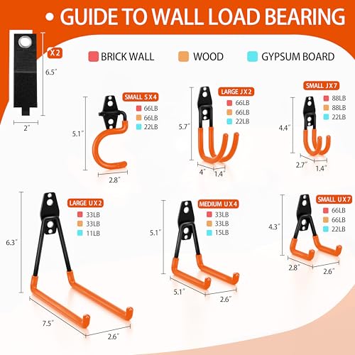 28 Pack Garage Hooks Heavy Duty with Non Slip PVC Coating (Orange / 28pack)