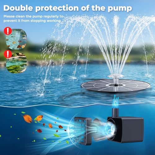 3.7W Solar Bird Bath Fountain Upgraded 6.3" Solar Glass Panel