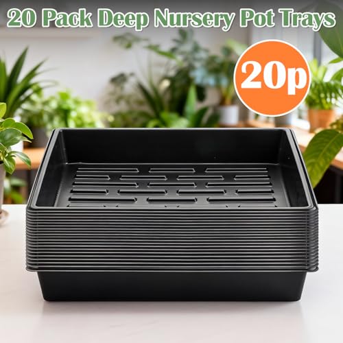 20 Pack Nursery Pots Trays (16.5" x 13.2" x 2.8" Tras - 20P)