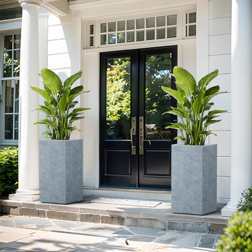 Large Column Square Blue Gray Concrete Planter 27.6" H (Slate Gray / 27.6" H)