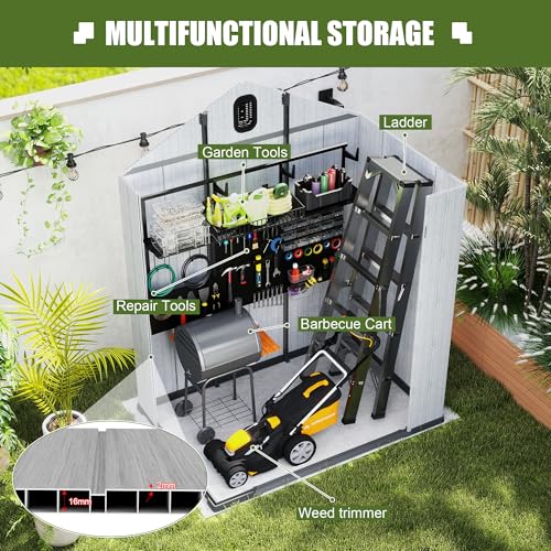 Domi 5x3FT Outdoor Resin Storage Shed with Transparent Windows & Louvered Vents (5x3FT)