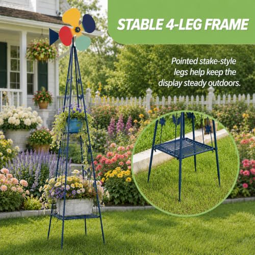 6FT Windmill for Yard Garden Decoration (Dark Blue)