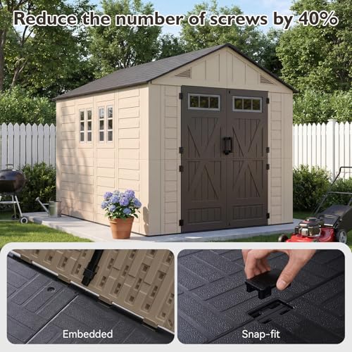 8x10 Ft Outdoor Storage Shed with Lighe & Floor (8x10)