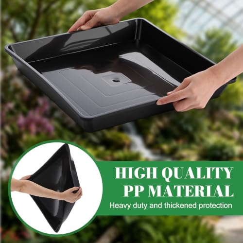 6 Pack Plastic Plant Saucer (Square / 16 Inch / Black)