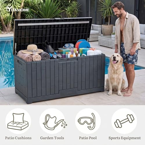 120 Gallon Large Deck Box (Dark Gray / 120 Gallon)