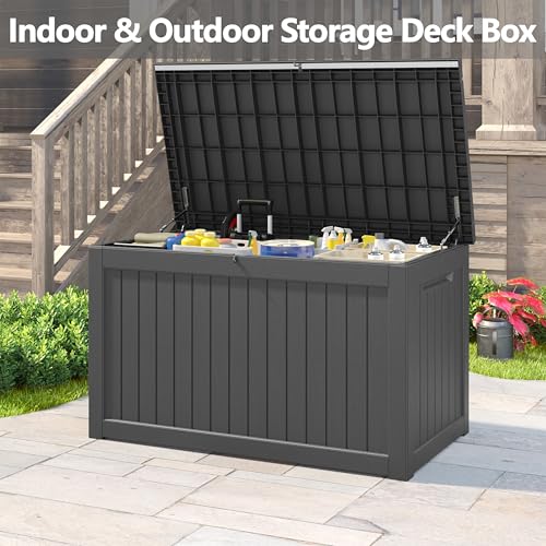 280 Gallon Outdoor Storage Box Waterproof Deck Box for Patio (Black / 280 Gallon)