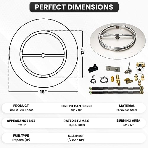 Stainless Steel Fire Pit Burner Pan & Ring Deluxe Kit