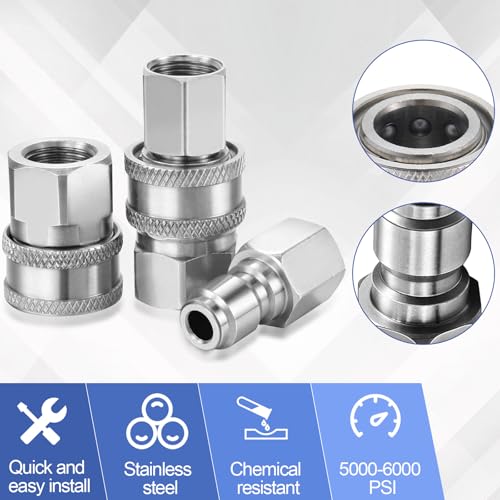 6 Sets NPT 3 8 Inch Stainless Steel Male and Female Quick Connector