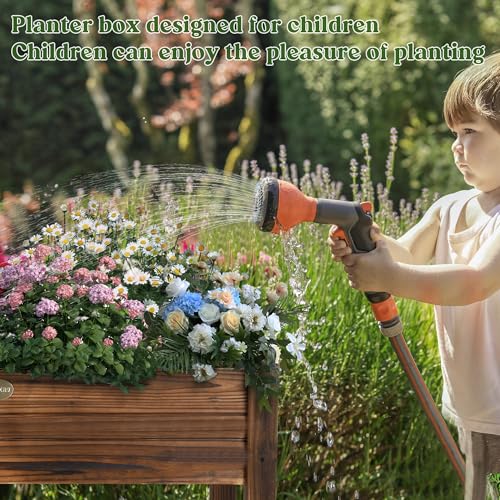 Cedar Wood Outdoor Raised Garden Bed Planter Box with Locking Wheels (Planter Box)