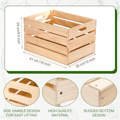 3 Pack Large Wood Crates Box for Storage 16 Inch (3 Count)