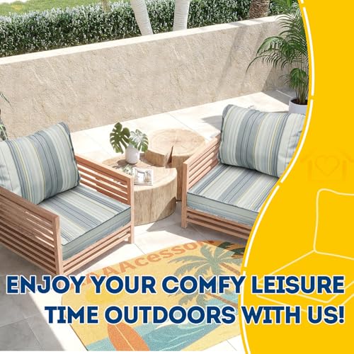 Outdoor Chair Cushions (Ash Blue Harbor Stripe / 23.5"x25.5"x5" / 23.5"x19")