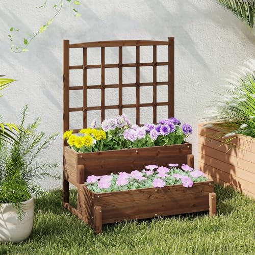 Raised Garden Bed with Trellis & Legs