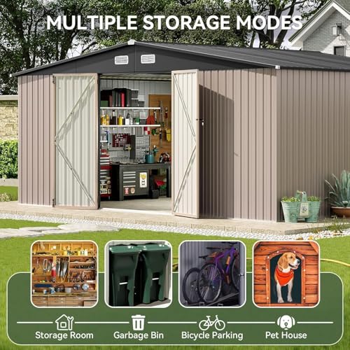 14x12 FT Outdoor Storage Shed (Brown / 14'x12')