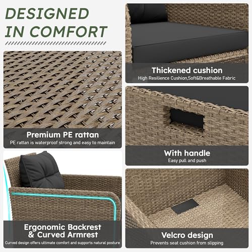 5 Piece Patio Furniture Set (Beige-black / 5 Piece)