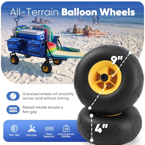 Heavy Duty Beach Wagon with 9" Big Sand (Blue&black)