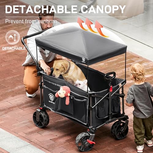 Folding Push Wagon with Canopy (Charcoal / Light Grey)