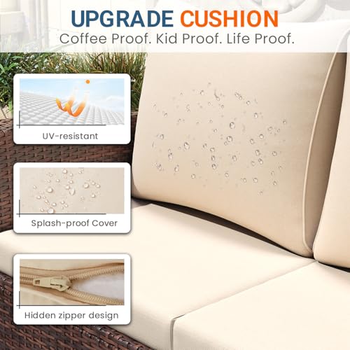 Patio Furniture Set (Brown and Beige / 4)