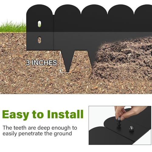 Steel Landscape Edging 20FT Kit (Black-Wavy Top / Pack of 6 ( 40 x 8 Inch ))
