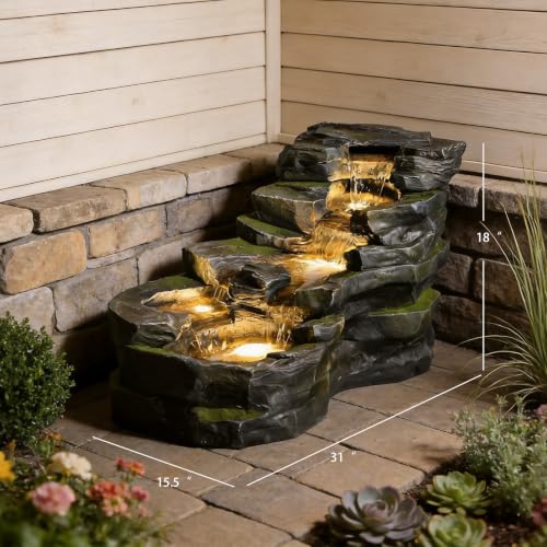 Garden Water Fountain Outdoor Feature (Gray / 31" L)