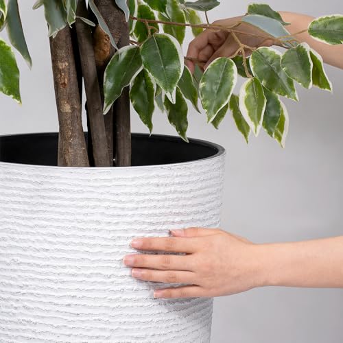 Set of 2 9 Gallon Tall Large planters for Outdoor (White / 21IN)